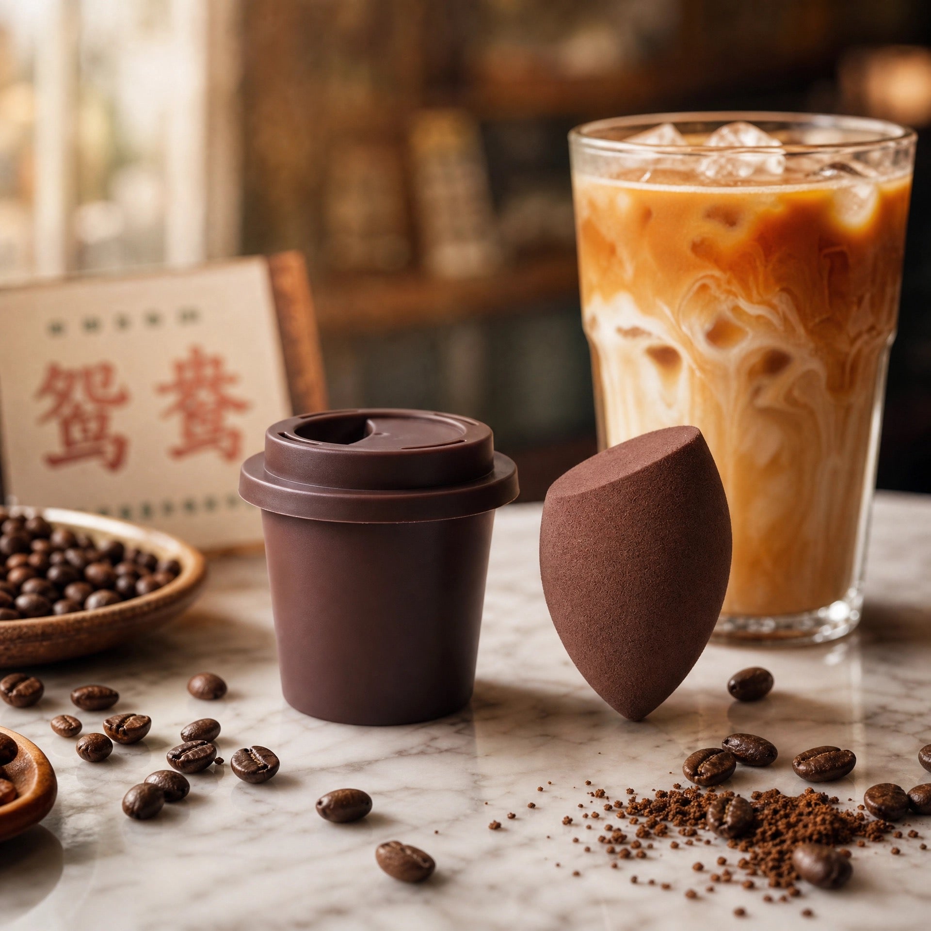 [Atelier]Morning Brew Teardrop Sponge Airbrushed Finish Cosmetic Puff Set – Iced Americano & Yuenyeung Edition