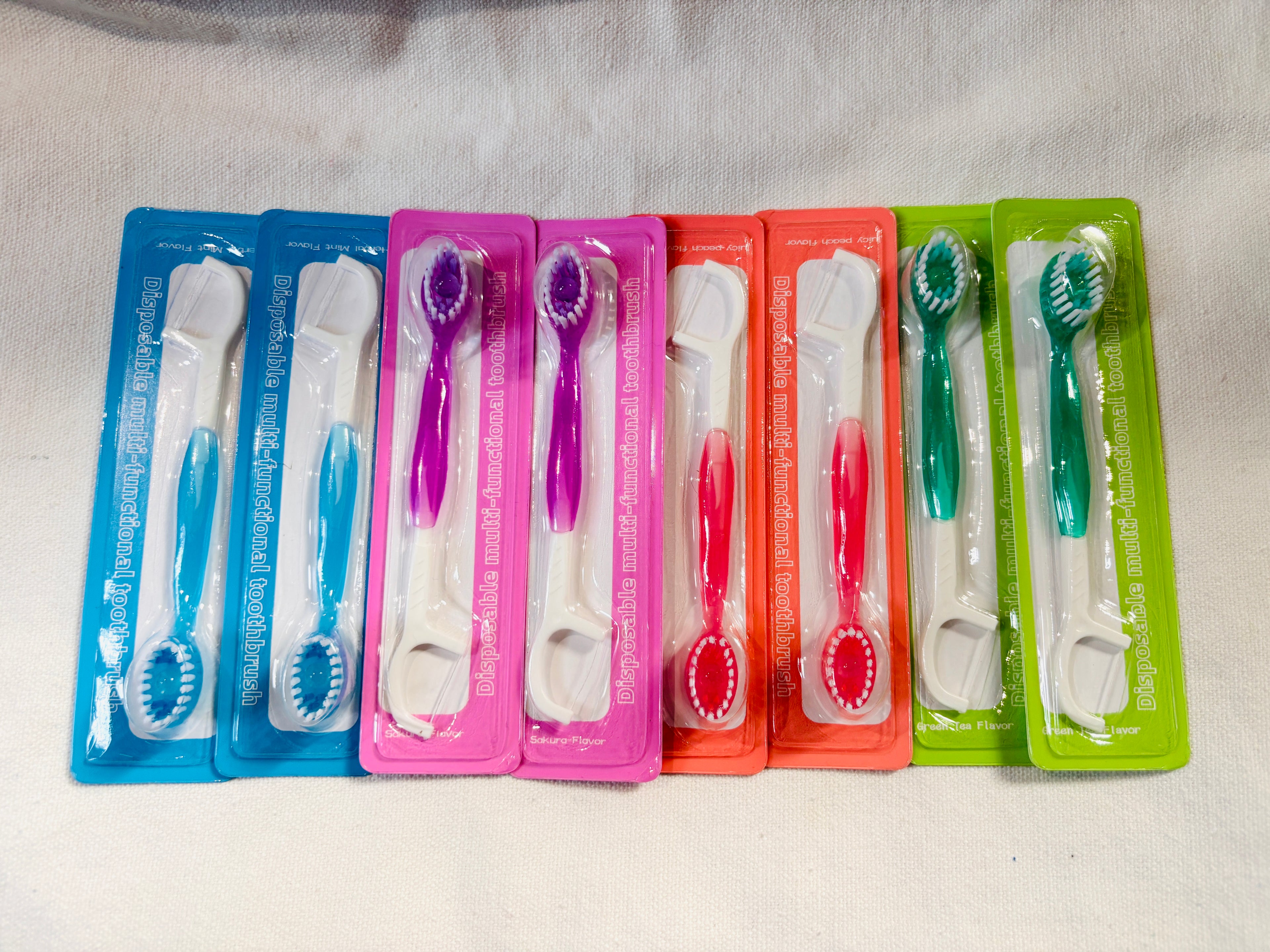 4-in-1 Pop Bead Travel Toothbrush | Floss, Toothpick & Breath Freshener | 2pcs Mixed Flavors