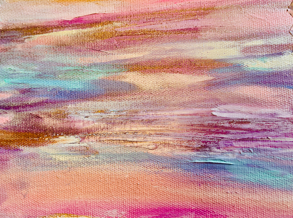 [Pre-order]Cascading Halves — Blue & Pink | Original Oil Painting 50×60cm