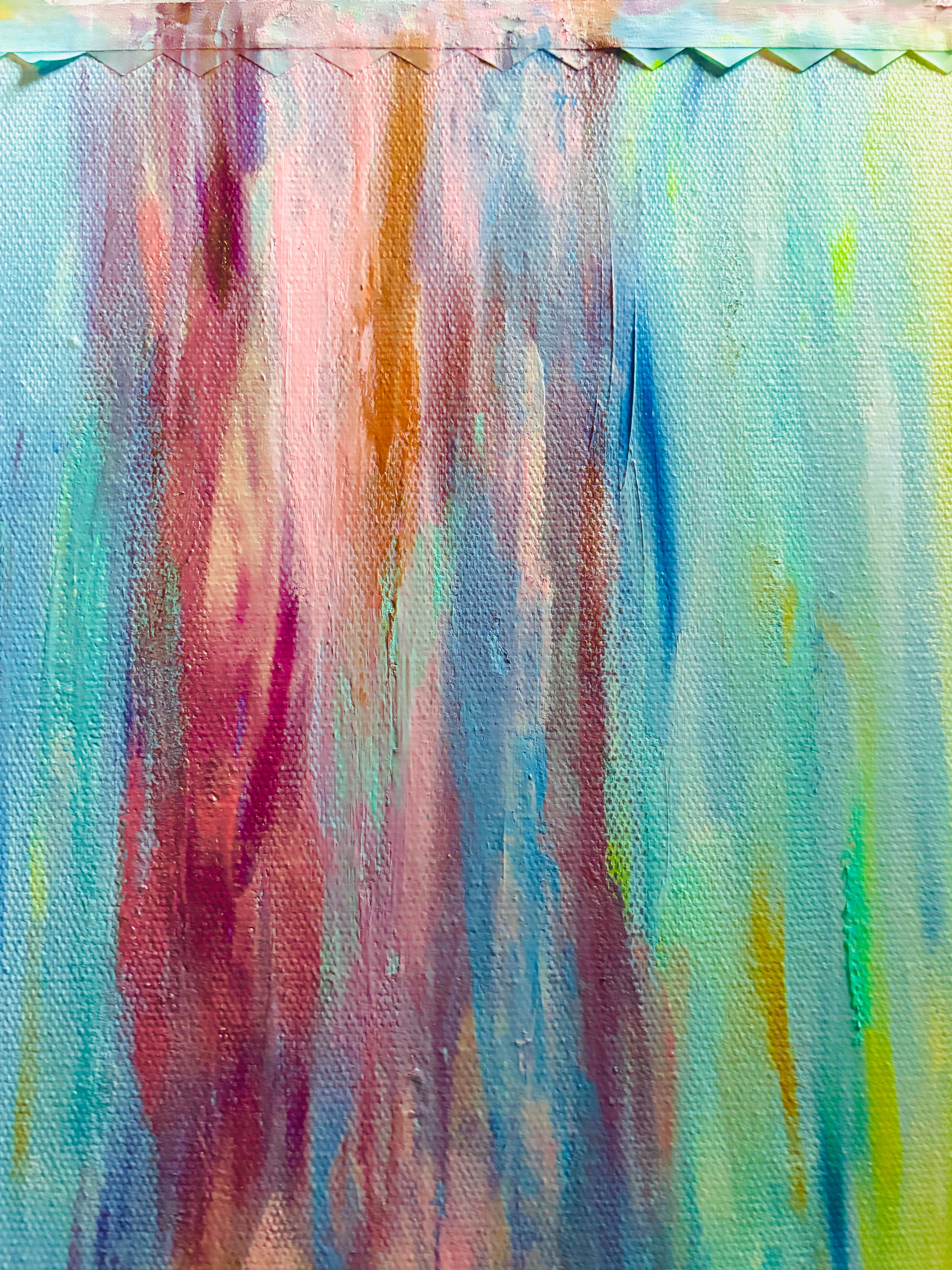 [Pre-order]Cascading Halves — Blue & Pink | Original Oil Painting 50×60cm