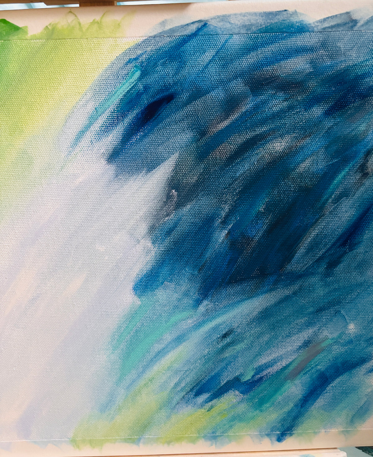 Green & Navy Diptych Twin Canvases (WIP)