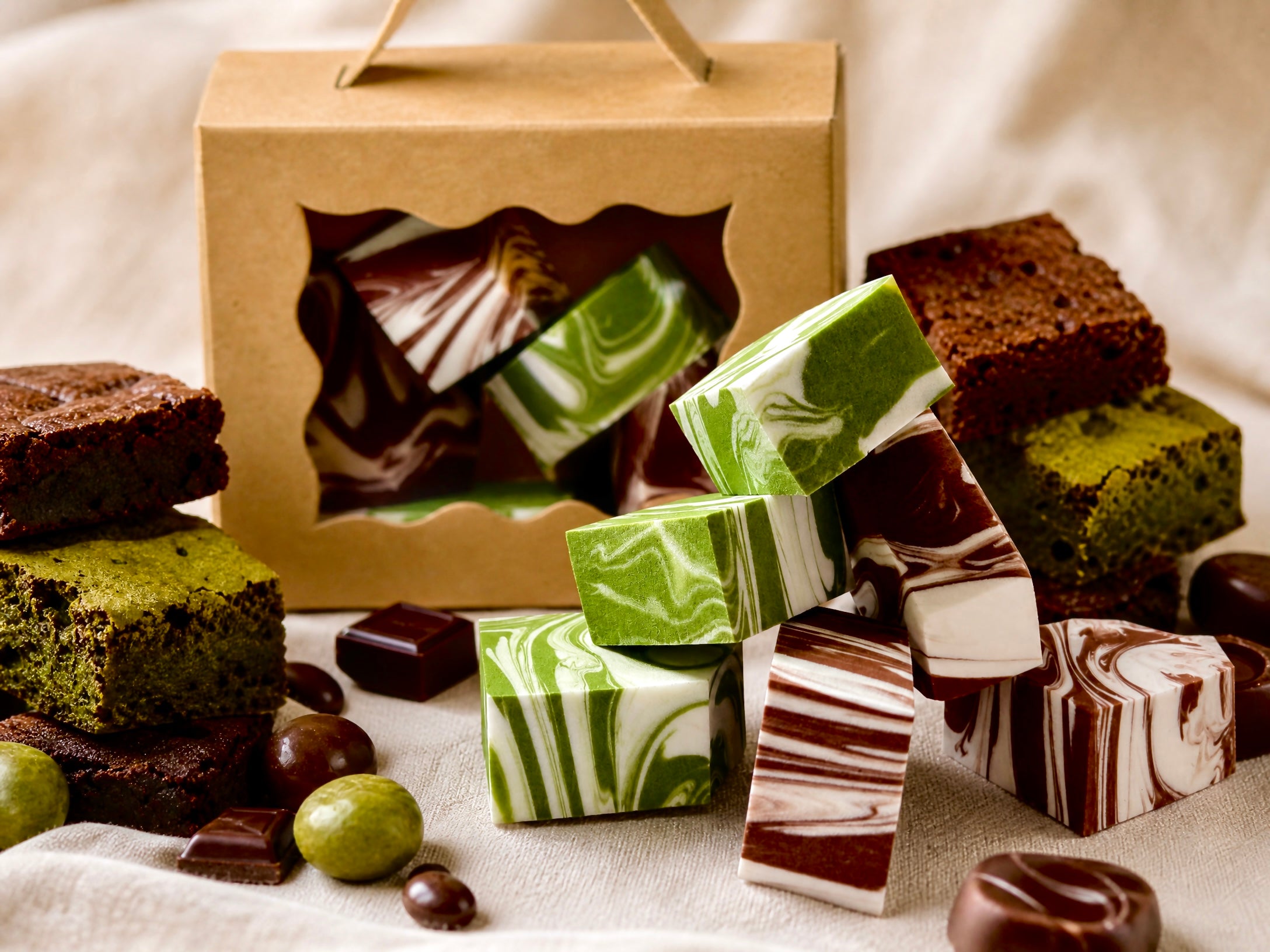 Pentagon Sponge Brownie Mix Pack — Matcha Latte & Classic Latte (10 pcs)